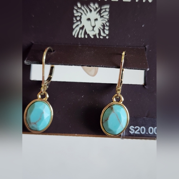 NWT Anne Klein Gold and Turquoise Drop Stud Earrings - Picture 4 of 11